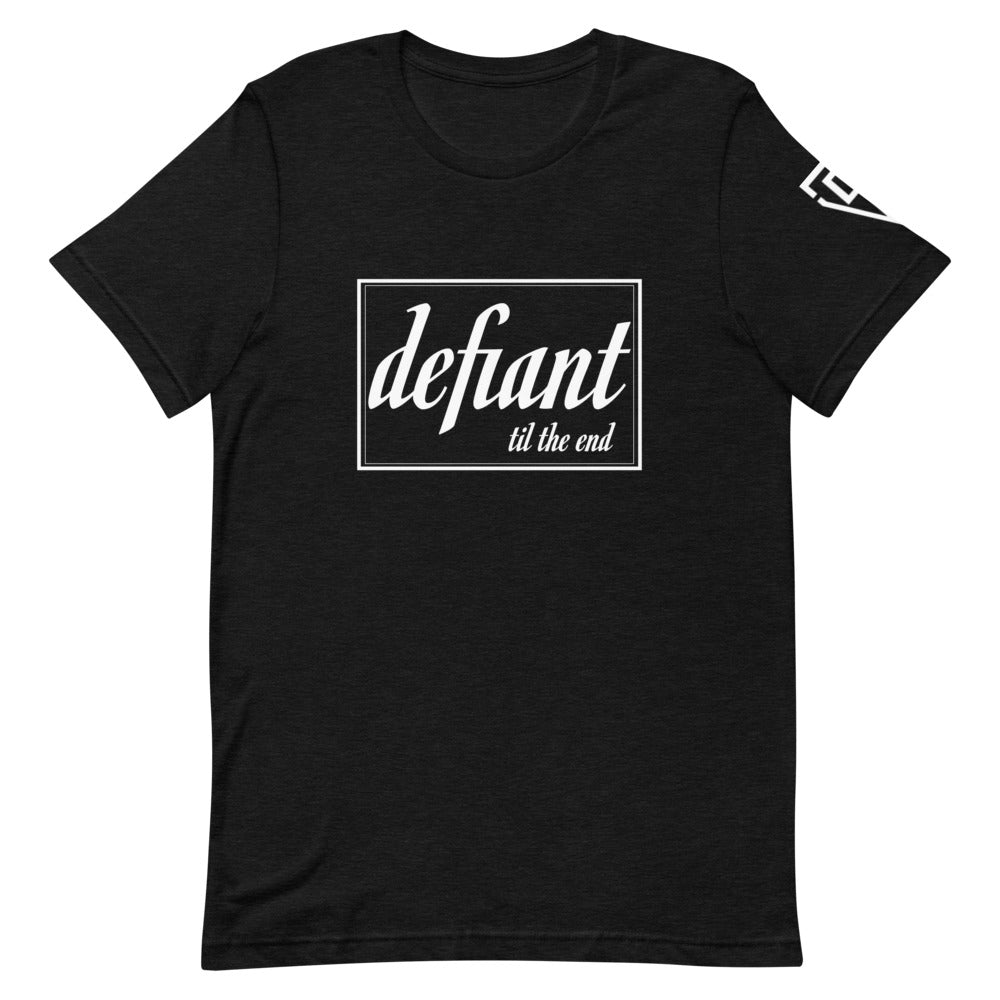 Our Defiant tee is perfect for anyone who is not ready to back down from the challenges of the day. Feel confident and tackle one obstacle at a time with our soft and lightweight tee with the right amount of stretch. It's comfortable and flattering for both men and women.